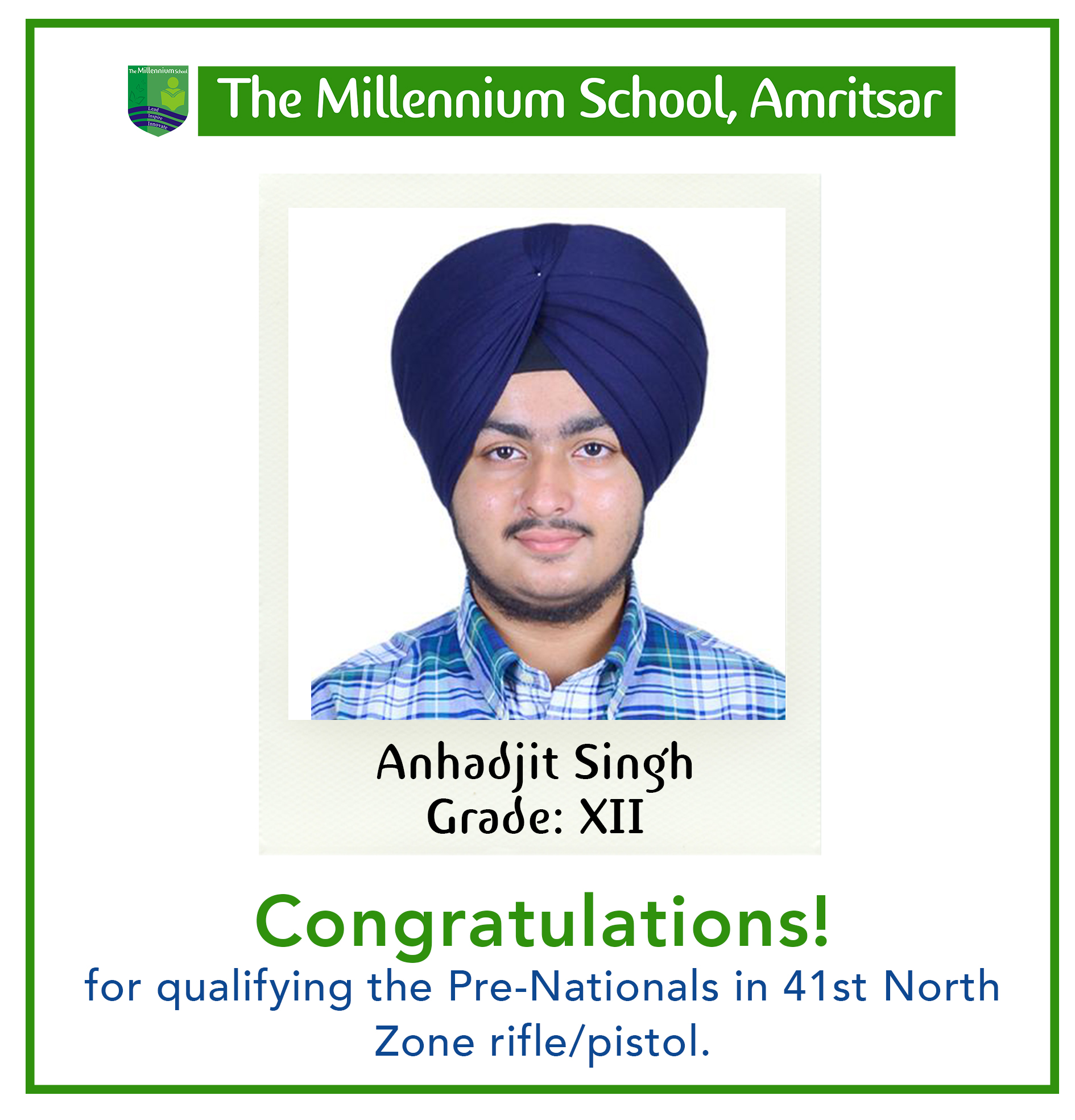 Anhadjit Singh  qualifies for Shooting National Competition 