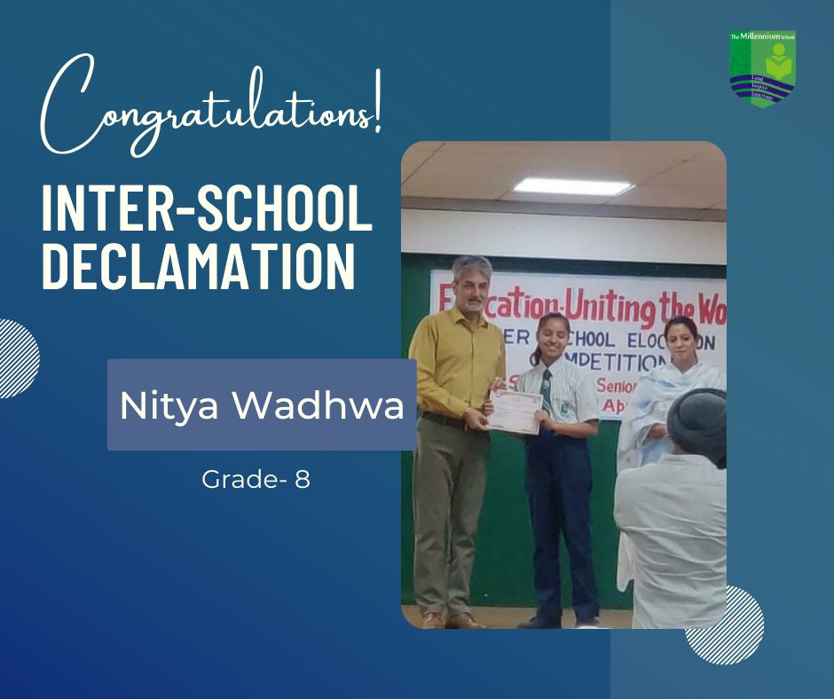 Nitya Wadhwa of grade 8 shines at Inter-School Elocution Competition 
