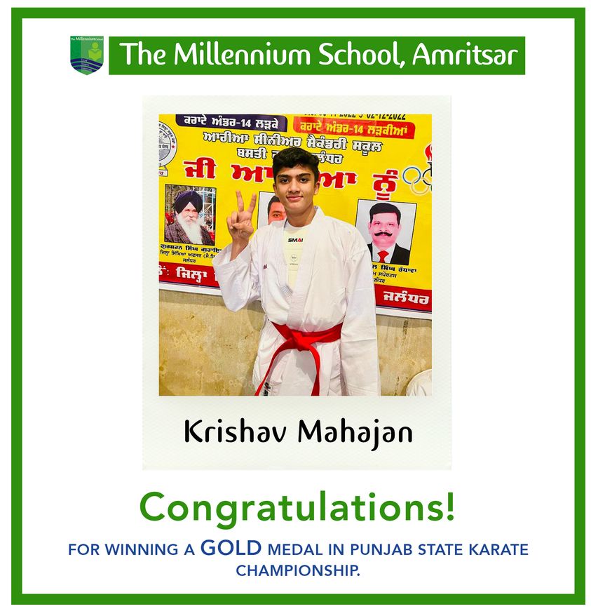 Krishav Mahajan wins gold in the State Karate Championship 
