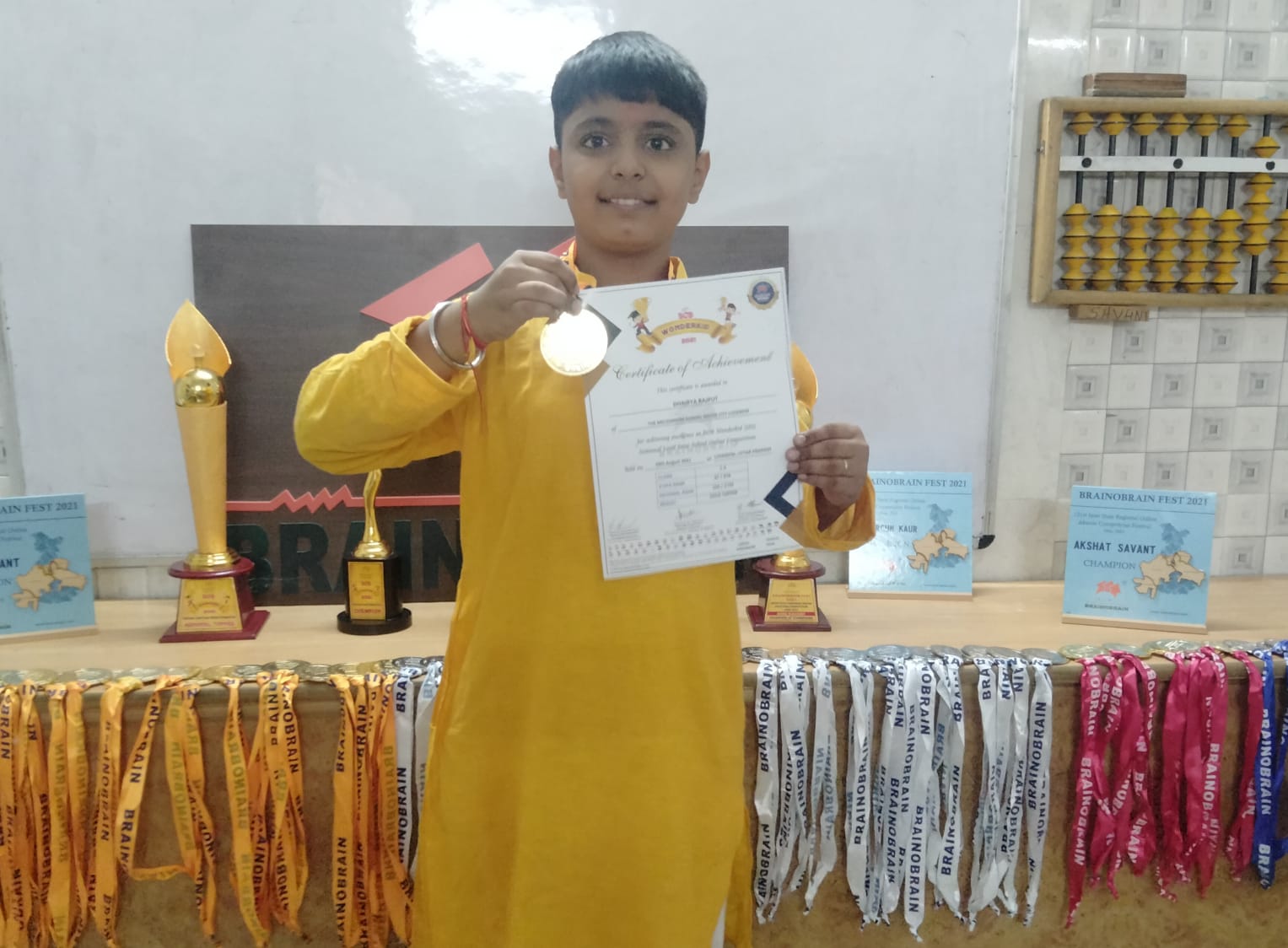 Dhairya Rajput of Grade 5A won Gold medal in Brainobrain Wonderkid competition.