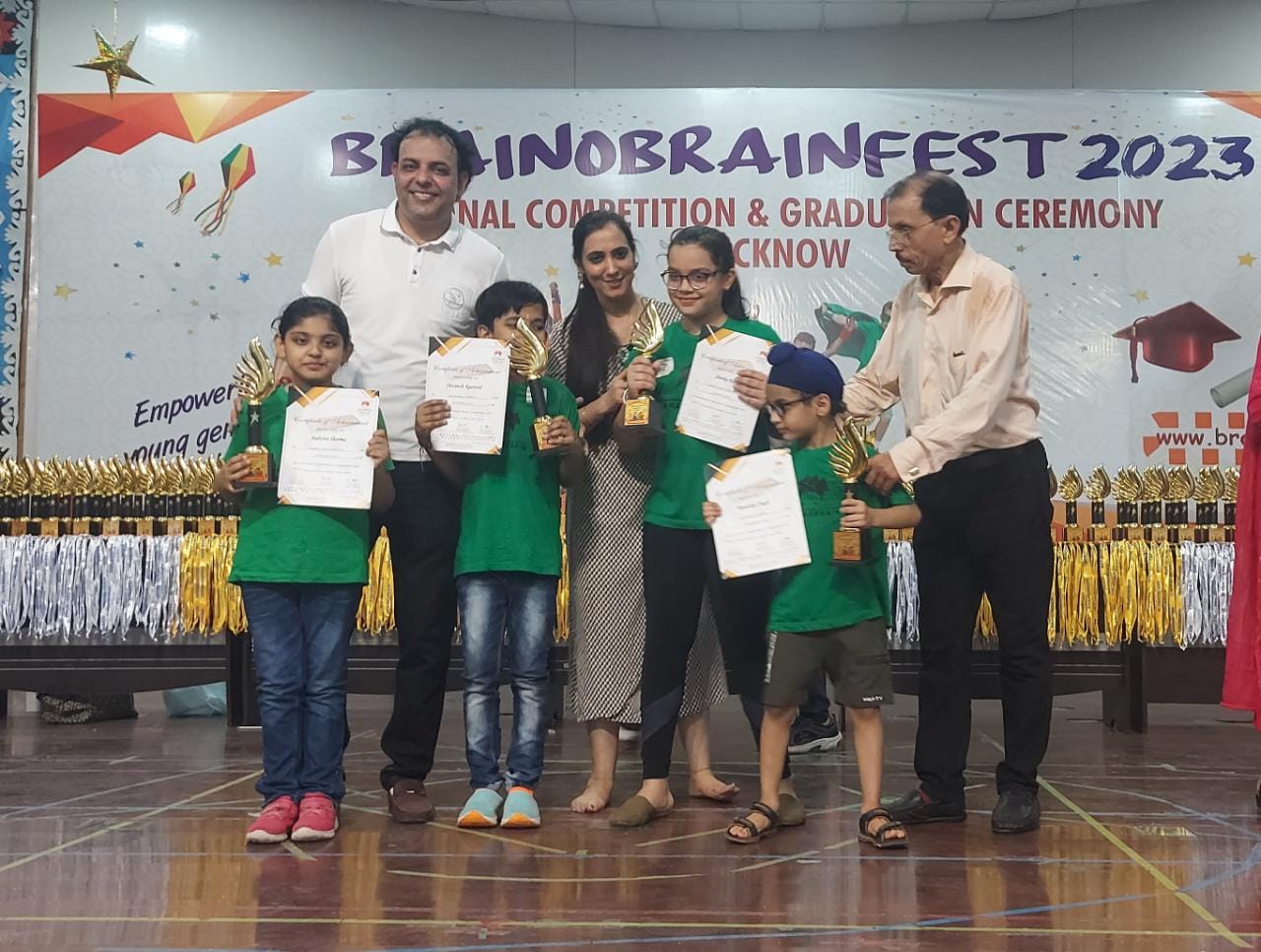 Anav Sharma of Grade 3 won the gold medal and Aadvita Sharma won the championship trophy in the Brain-o-brain zonal competition held at The Millennium School, Southcity on 16.04.23.
